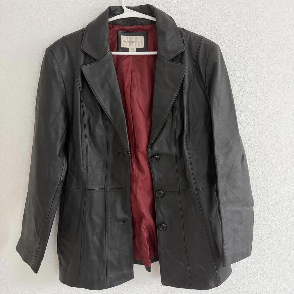Vintage Y2K 90's Black Leather Trench Coat Size L